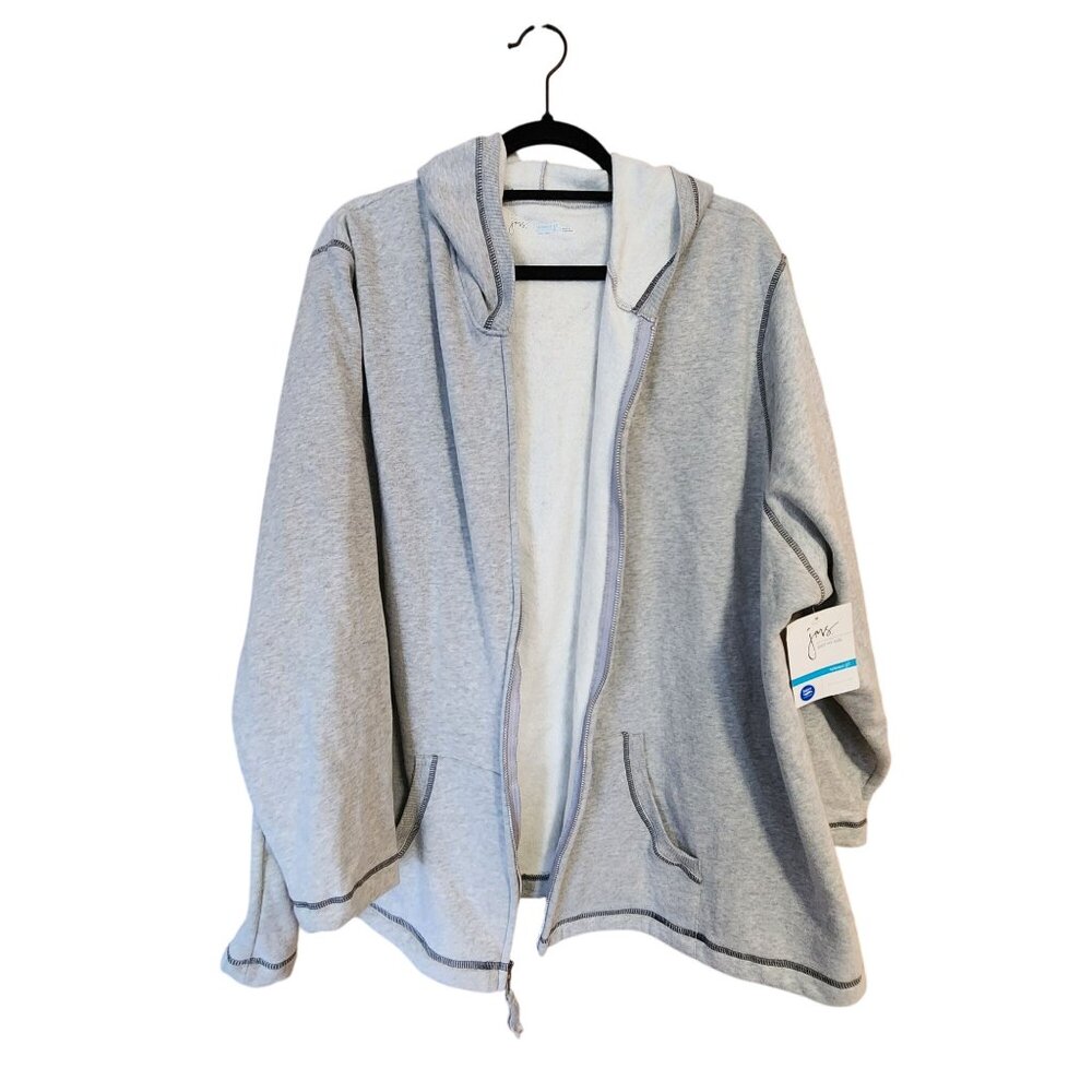 Just My Size Womens Gray Relaxed Fit Zip-Up Hoodie 26W/28W NWT